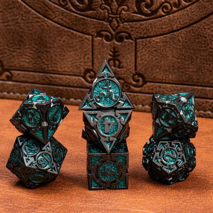 Rolledomain Metal DND Dice Set with Gift Box, Purple Black Sharp Edge Finish Heavy Polyhedral Dice, Designed for Dungeons & Dragons RPG DM and Players, for D&D, MTG RPG Meetings (Ranger)