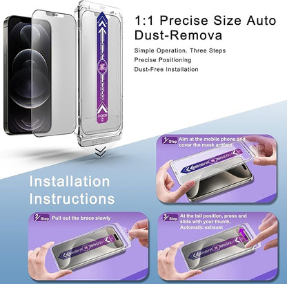 2 Pack Matte Screen Protector for iPhone 12 and iPhone 12 Pro 6.1-Inch Auto Dust Removal, No Bubbles, Tempered Glass Film, Easy Installation