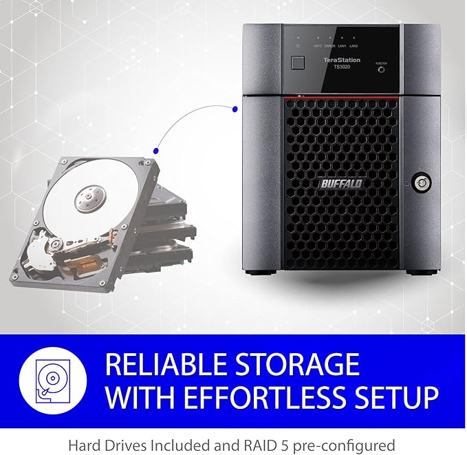 BUFFALO TeraStation 3420DN 4-Bay SMB 16TB (2x8TB) Desktop NAS w/Hard Drives Included Network Attached Storage