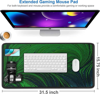Large Mouse Pad, 31.5x15.7 inch Large Extended Computer Keyboard Mouse Mat, Water Resist Non-Slip Mousepad Rubber Base Long XXL Desk Mouse Pad for Work & Gaming, Office & Home, Dark Green