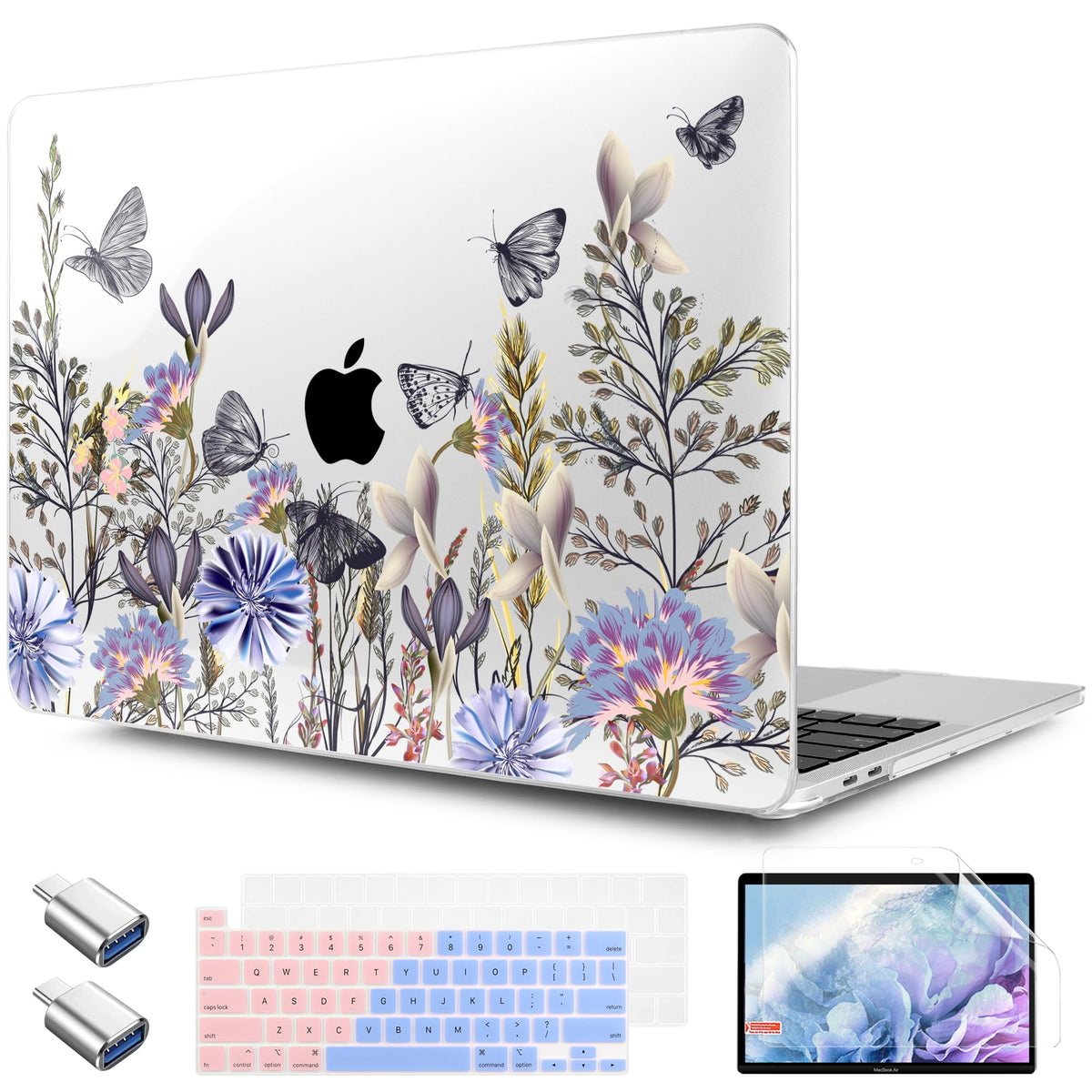 TWOLSKOO Compatible with MacBook Pro 13 inch Case 2023-2016 A2338 M2/M1 A2251 A2289 A2159 A1989 A1706, Plastic Hard Shell Cover & Keyboard Skin & Screen Protector, Colorful Hydrangea