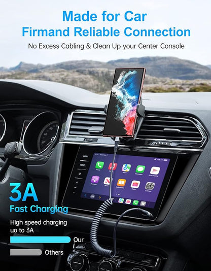 USB Type C Cable Fast Charging, 2Pack 5ft Coiled USB A to USB C Charge Cable for Car Android Auto Charging Cord Compatible with iPhone 16/15/Plus/Pro/Samsung Galaxy S20 S10 Plus and More USB C Devices