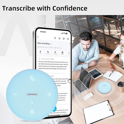 Bluetooth Conference Speakerphone M4 with AI Noise Reduction, AI Summaries, AI Transcription with 60-Language Support, 13FT 360° Voice Pickup,10-Hour Battery Life for Zoom and Teams, Blue