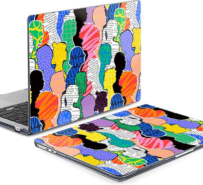 MEEgoodo Case for MacBook Air M4/M3/M2 13.6 inch 2025 2024 2022, Fit Model A3240 A3113 A2681,Compatible with MacBook Air 13 inch, Laptop Hard Shell Case with Keyboard Cover,Diverse People Abstract Art