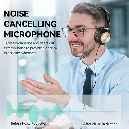 Wantek USB Headset with Microphone, Type-c/USB/3.5mm Jack 3-in-1 PC Headsets, Single Ear (Monaural) Headsets with Noise Cancelling and Volume Control for Call Centers, Skype, Zoom, Office,Business