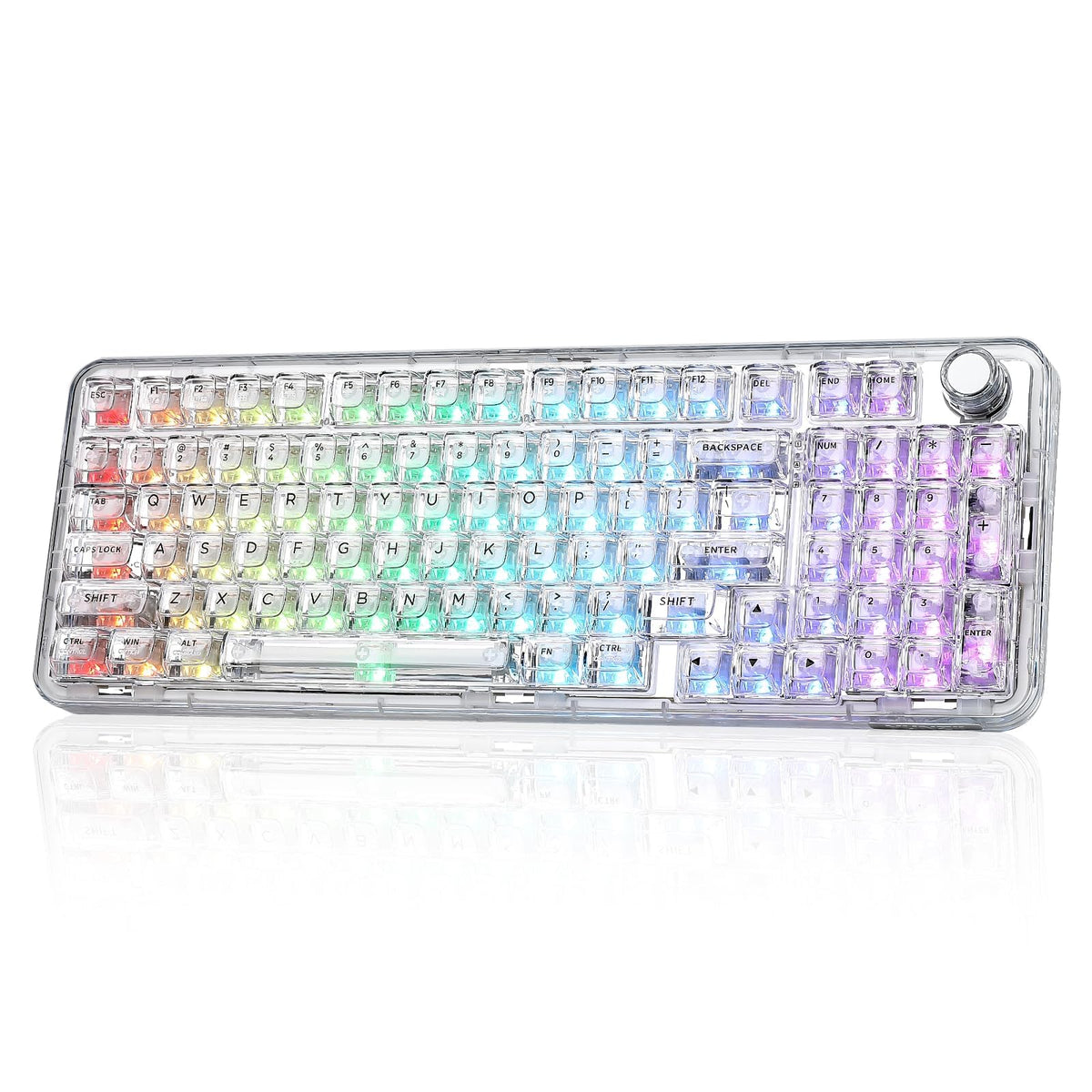 YUNZII X98 Clear Wireless Mechanical Keyboard with Knob (White,Snow Switch)