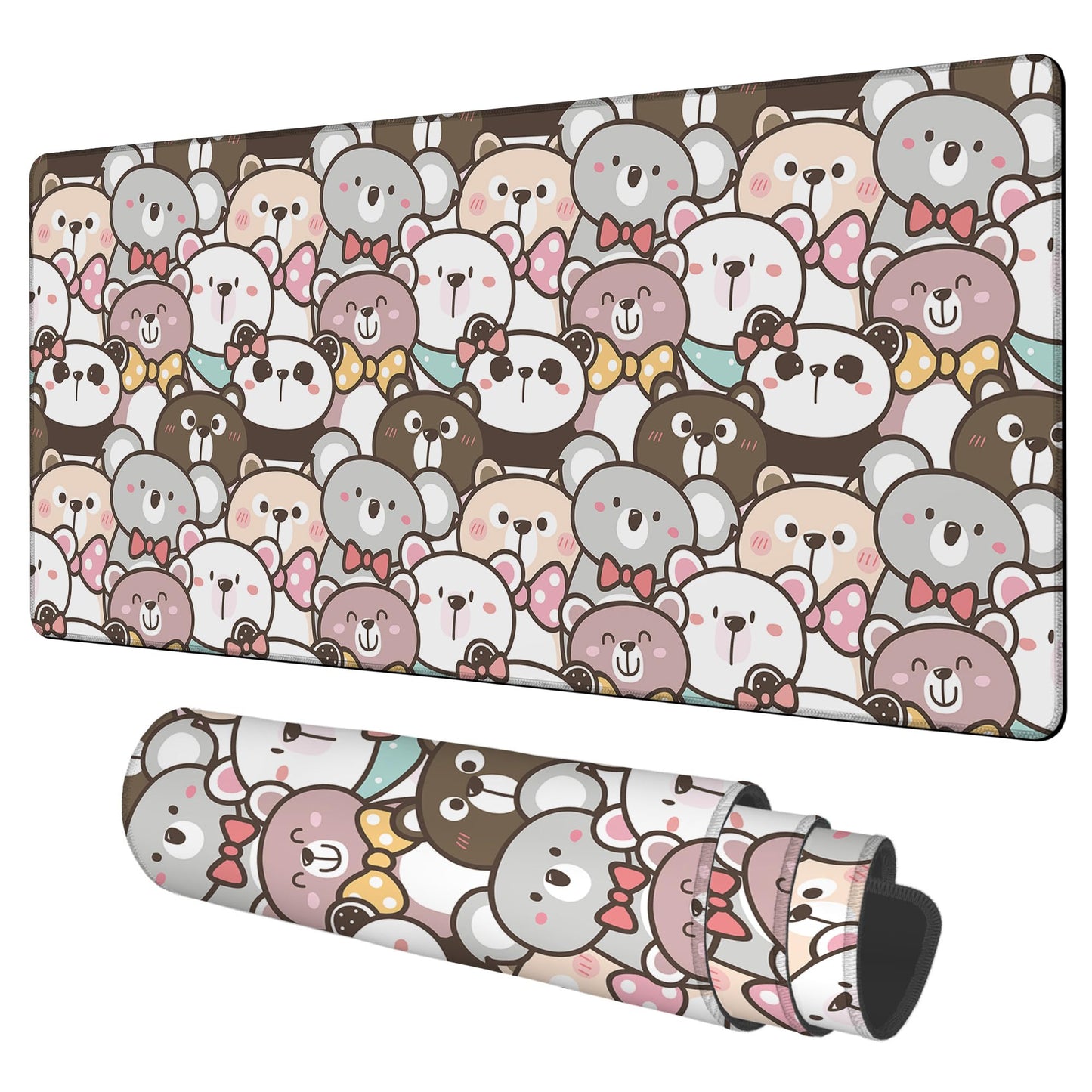 NITAHHHY Gaming Desk Pad Large Extra Length Panda and Koala Mouse Pad Keyboard Laptop Non-Slip Waterproof with Rubber Base Thick Stitched Edge Mouse Mat for Office Home 35.4 x 15.7 Inches