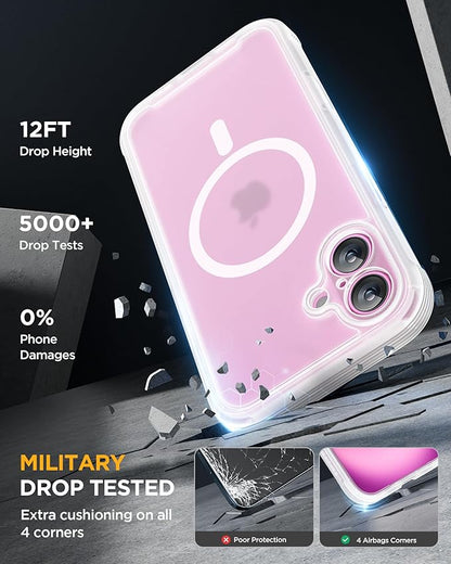 Miracase Magnetic for iPhone 16 Plus Case Full-Body Phone with Built-in Glass Screen Protector, [Compatible with MagSafe] Military Drop Proof 16 Plus Cover Bumper 6.7 inch, Matte Clear