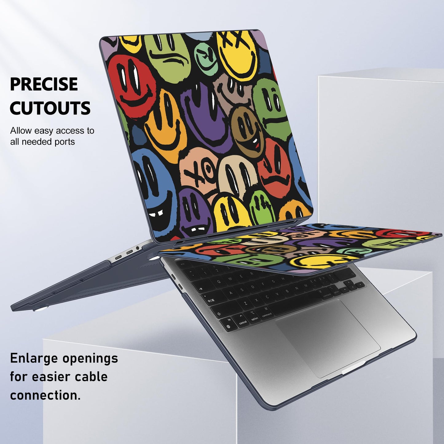Lepeoac for MacBook Pro 16 inch Case 2019 2020 Release Model A2141, Plastic Hard Shell Cover with Keyboard Cover & Screen Protector for MacBook Pro 16 inch with Touch Bar & Touch ID, Happy Emoji