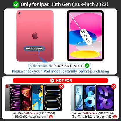 Keyboard Case for iPad 10th Generation (10.9" 2022) and iPad 11th (A16, 2025), Magnetic Detachable Wireless keyboard for ipad 10th generation with 7 Color Backlight, Multi-Touch Trackpad(Black)