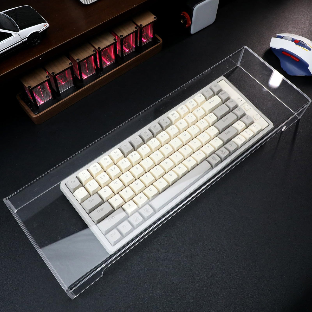 Tofficu Clear Acrylic Keyboard Cover for Desktop Full Size Keyboard 4X4.9 Inch Waterproof Protective Cover for 104 Keys