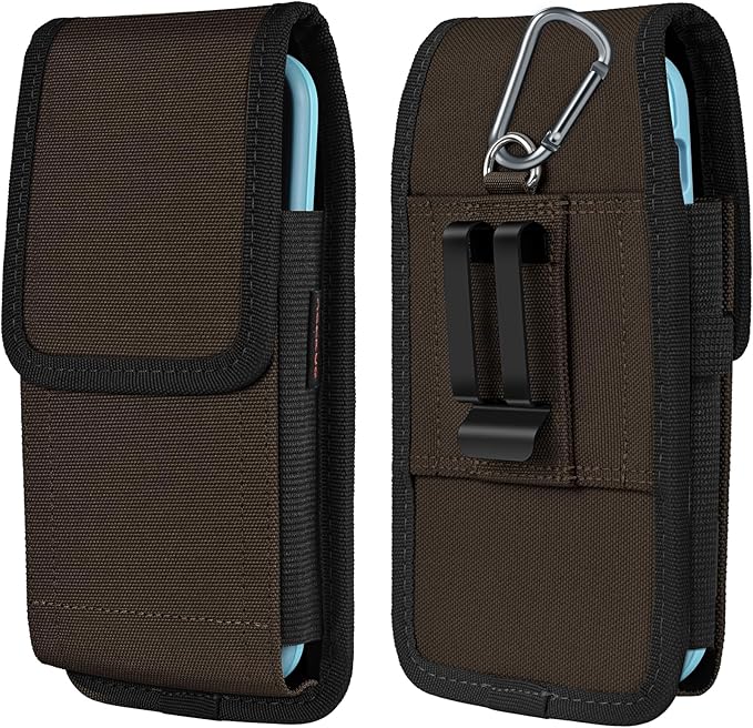 Phone Holster for Belt with Metal Clip and Magnetic Closure Compatible with iPhone 16/15/14/13/12 Pro and Non-Pro, Galaxy S25 S24 S23 S22 for Everyday Protection, M-Coffee