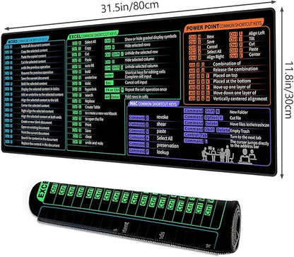 Galdas Gaming Mouse Pad XXL XL Large Long Extended Big Mousepad Non-Slip Rubber Keyboard Desk Pad with Stitched Edges for Laptop Home Office (31.5x11.8x0.08 Inch) … (Shortcut Keys Mac)