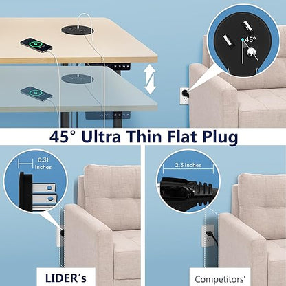 LIDER PD 65W GaN Technology Desktop Power Grommet, Power Delivery, USB-A and 2 USB-C Ports, Tamper-Resistant Receptacles, Self-Close Cover, Desk Charging Station, Black, 6.5ft Cord, ETL Listed