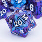 ORIFANTOU 7PCS Metal DND Dice Set with Box, Debris RPG Blue D and D Dice for use with D&D Tabletop Games Role Playing Game Polyhedral Dice Set D20 D12 D10 D8 D6 D4