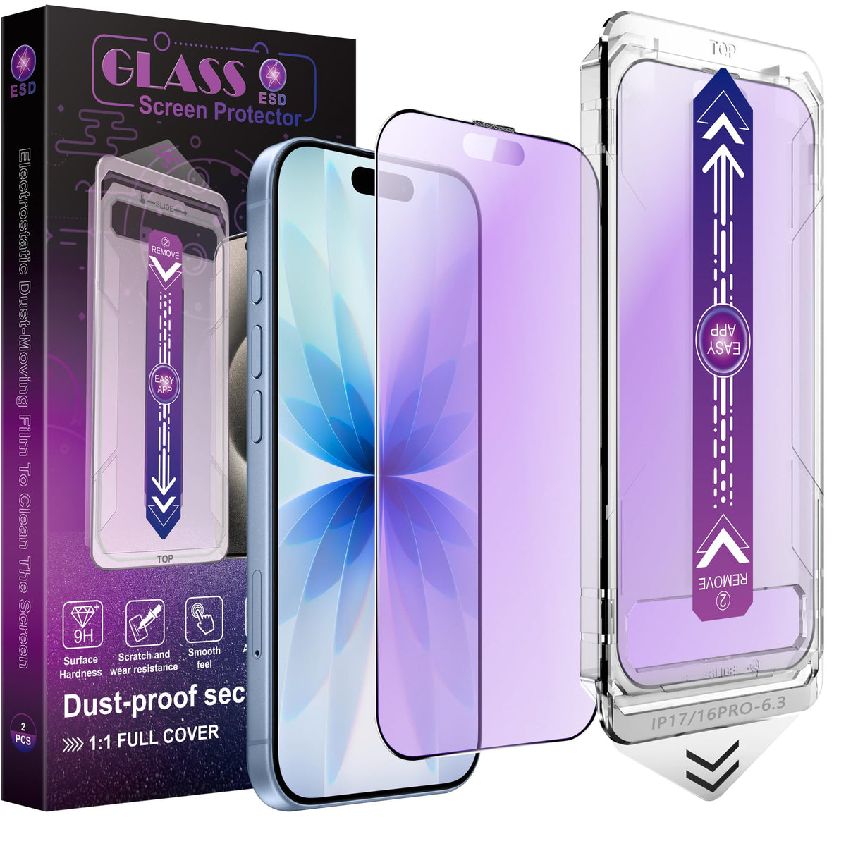 SHANG PIN JIA 2 Pack Screen Protector Tempered Glass for iPhone 15 Pro Max 6.7-Inch Auto Dust Removal, No Bubbles, High Definition Clear, Easy Installation
