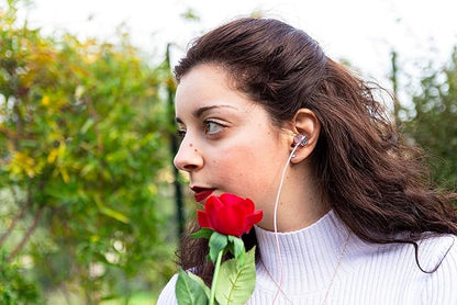LUDOS Ultra Wired Earbuds in-Ear Headphones, 5 Years Warranty, Earphones with Microphone, Noise Isolating Ear Buds, Memory Foam for iPhone, Samsung, School Students, Kids, Women, Small Ears - Pink