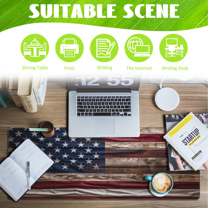 Eflxamz Large Gaming Mouse Pad for Desk,Wooden American Flag Desk Mat,Wooden USA Flag Desk Pad,Extended Big Computer Keyboard Mouse Pad with Non-Slip Base and Stitched Edge,31.5"x11.8"