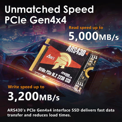 DATO M.2 2230 SSD 1TB, PCIe Gen 4x4 NVMe Internal Solid State Drive with Aluminum Heatsink, Compatible with Steam Deck, ROG Ally, Surface Pro, Mini PCs, Ultrabook, Up to 5000/3200 MB/s - ARES ARS430