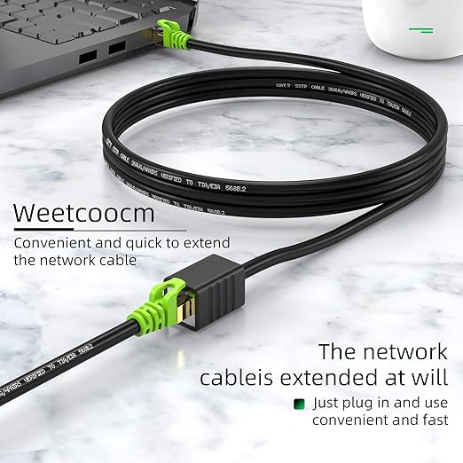 Ethernet Extension Cable 20ft, Network Cat6a Extension Patch Cable RJ45 Cords Shielded Male to Female Connector (20FT)