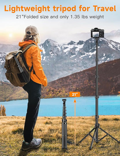 Phone Tripod Stand, 84" Tall Flexible Cellphone Tripod for iPhone with Gooseneck Remote, Portable Phone Stand for Recording, Compatible with iPhone 14 13 12 pro Android Camera