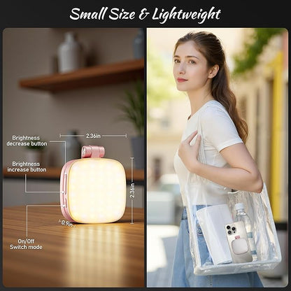 Magnetic Selfie Light for Phone: 5 Led Mode with Mirror Compatible for iPhone & Android - Rechargeable Portable Fill Light for Photography/Video Recording/Conference/Vlog/Makeup (Pink)