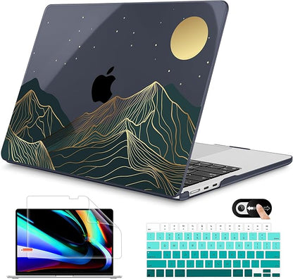 Mektron for 2025 M4 MacBook Air 13.6 Inch A3240 Case Fits 2023 A2681 M2 2024 A3113 M3 Chip with Liquid Retina Display, Printed Plastic Hard Shell Cover for MacBook Air 13.6", Abstract Mountain C112