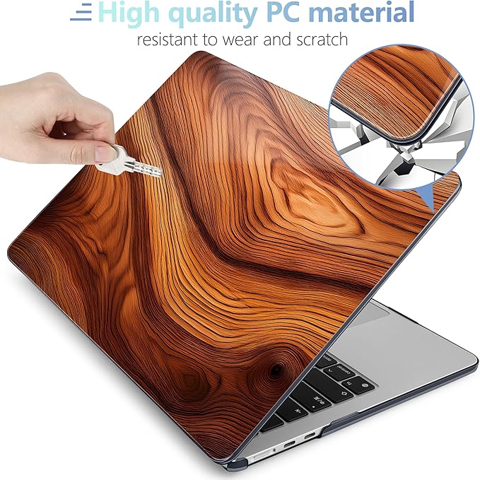 MEEgoodo Case for M4/M3/M2 MacBook Air 13.6 inch Case 2025 2024 2022, Fit Model A3240/A3113/A2681, Laptop Hard Shell with Keyboard Cover Compatible with MacBook Air 13 inch, Tree Rings