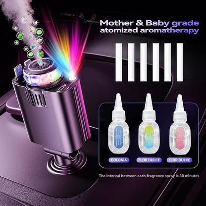 Retractable Car Charger with Aromatherapy and Starlight, 5 in 1 USB C Car Charger Adapter, 69W Fast Charging Cars Phone Chargers, Cars Air Freshener Compatible with iPhone 16 15 14 13 12 and Android