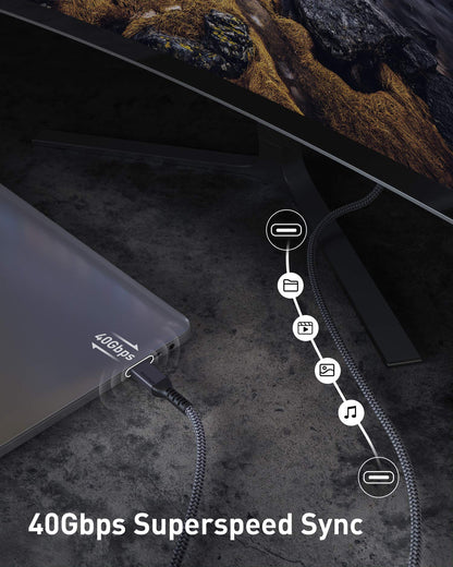 Maxonar [4Ft] Thunderbolt 4 Cable, 240W Thunderbolt Cable 40Gbps Sync 8K/5K@60Hz Display and for Thunderbolt 4, Thunderbolt 3, USB4, and USB-C Devices