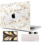 MEEgoodo Case for M5/M4/M3/M2 MacBook Air 13 inch 2026 2025 2024 2022, Fit Model A3449/A3240/A3113/A2681, Case Compatible with MacBook Air 13.6-inch, Gold Flowers Lilies