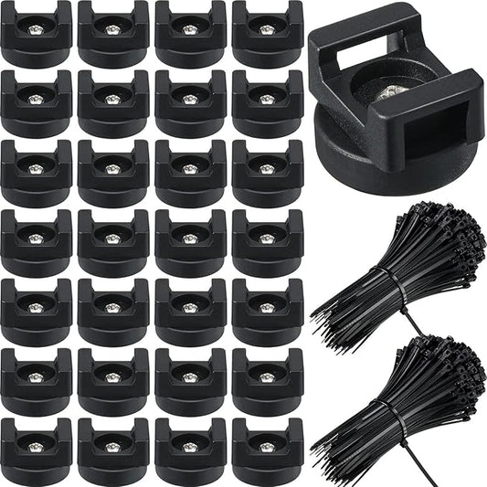Yookeer 250 Pieces Magnetic Zip Tie Mount Multipurpose Cable Holder Magnets Magnetic Wire Management Bases with Heavy Duty Zip, Mount Nylon Cable Ties in Total (22 mm)