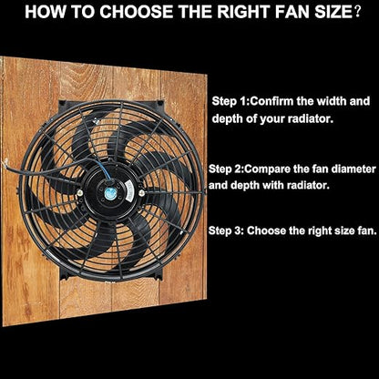 FSBCGT 2PCS 14 Inch Universal Slim Push Pull Electric Radiator Cooling Fan