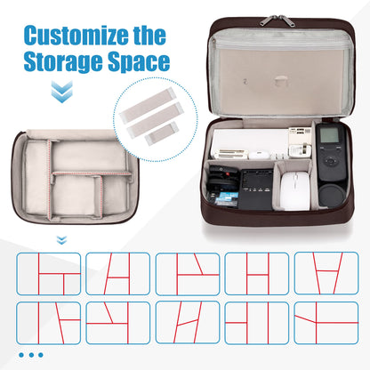 SELLYFELLY Electronics Travel Organizer, Double Layer Cable Organizer Bag Watreproof Electronics Accessories Storage Bag for Cord, Charger, Phone, Power Bank, Kindle, Hard Drive