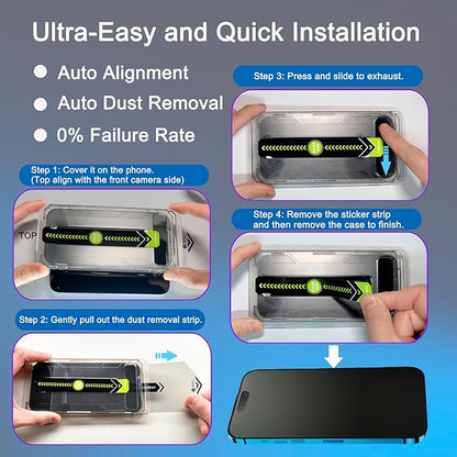2 Pack Matte Privacy Screen Protector for iPhone 14 Pro Max, [Auto-Dust Removal and Auto-Alignment] Anti-Spy Anti-Glare Anti-Fingerprint Tempered Glass Film, Smooth & Sensitive Touch