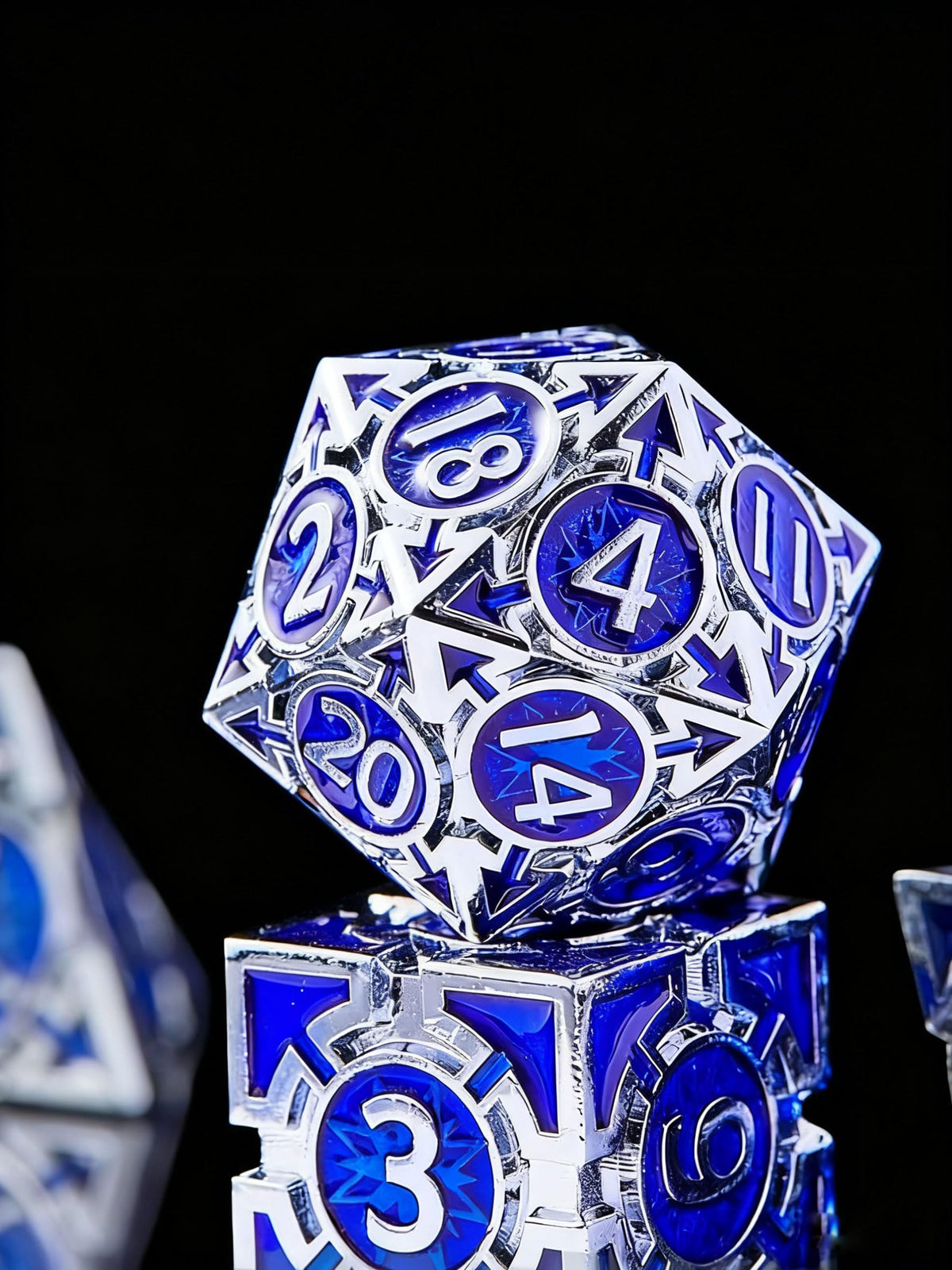 Metal DND Dice Set - High Artistic Making Dungeons and Dragons Dice, Large Weighted Metallic D&D Dice Sets - Polyhedral Role Playing Dice for MTG RPG, Silver Purple D and D Dice with DND Gift Box