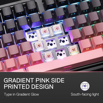 Redragon K728 PRO 80% Wireless Gasket Gaming Keyboard, 3-Mode 87 Keys TKL Mechanical Keyboard w/South-Facing LED & Hot-Swap Socket, 5-Layer Noise Dampening, Custom Linear Switch, PBT Gradient Keycaps