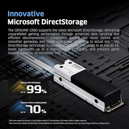 KLEVV Genuine G560 1TB M.2 2280 NVMe PCIe Gen5x4 Internal SSD Heatsink Included, up to 13000MB/s with DRAM Cash (K01TBM2SP0-G56)
