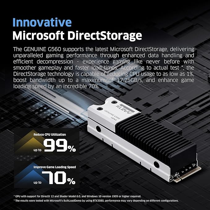 KLEVV Genuine G560 2TB M.2 2280 NVMe PCIe Gen5x4 Internal SSD Heatsink Included, up to 14000MB/s with DRAM Cash (K02TBM2SP0-G56)