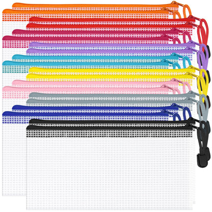Aubeco 20Pack Mesh Zipper Pouch Bags, 9.4x4.9 Inch, 10 Colors