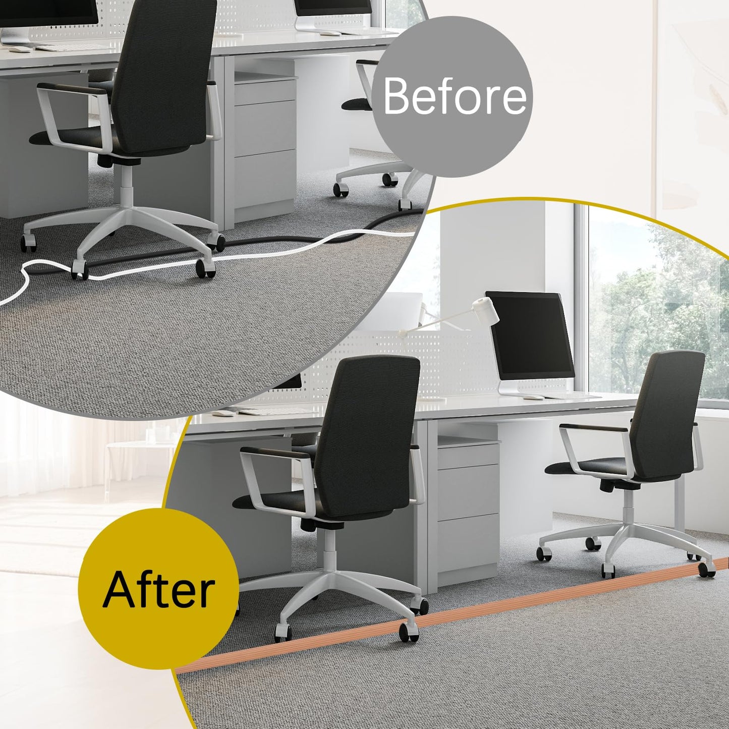 JAHOMFAI Floor Cord Cover 10FT Cord Covers for Wires on Floor Protect Wires & Prevent Trip Hazards, Easy to Cut for Home, Office, School, Concerts, Cavity W0.6in x H0.32in