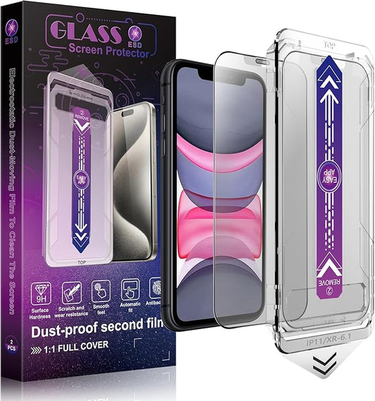 SHANG PIN JIA 2 Pack Matte Screen Protector for iPhone 11 and iPhon XR 6.1-Inch Auto Dust Removal, No Bubbles, Tempered Glass Film, Easy Installation