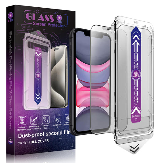 SHANG PIN JIA 2 Pack Matte Screen Protector for iPhone 11 and iPhon XR 6.1-Inch Auto Dust Removal, No Bubbles, Tempered Glass Film, Easy Installation