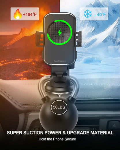 JUSAKA Wireless Car Charger,15W Fast Charging Auto Clamping Phone Holders for Your Car Compatible with iPhone 16/15/14/13, for Samsung Galaxy S24 Ultra S23 S22 S21, S20, S10+ (Black)