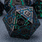 DND Metal Dice Set, Polyhedral Dice Set for RPG D&D Dice with Cracks Dungeons and Dragons Dice Set for RPG TTRPG D&D Die with Gift Case（Silver and Coloured Ink-1） for Ages 15 and Up