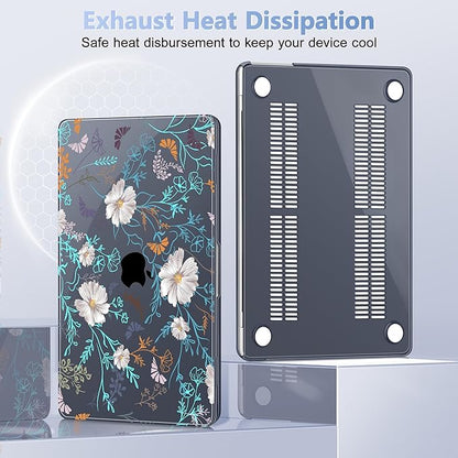 Case for MacBook Air 15 Inch 2025 2024 2023 Release M4 A3241 M3 A3114 M2 A2941, Hard Shell with Screen Protector & Keyboard Cover, Compatible with Touch ID, Rustic Flowers