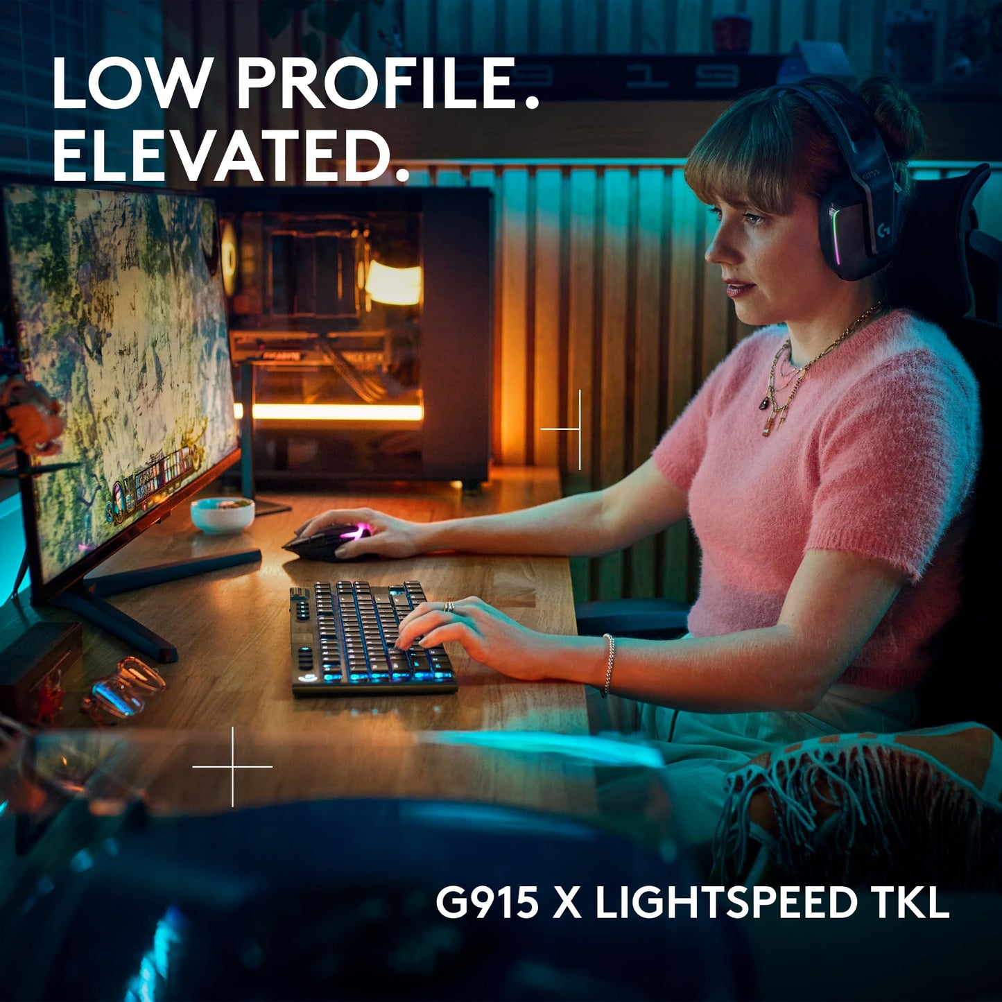 Logitech G915 X Lightspeed TKL Wireless Gaming Keyboard (Clicky) - Black