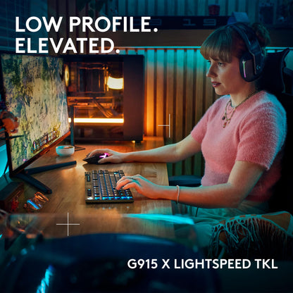 Logitech G915 X Lightspeed TKL Wireless Gaming Keyboard (Clicky) - Black