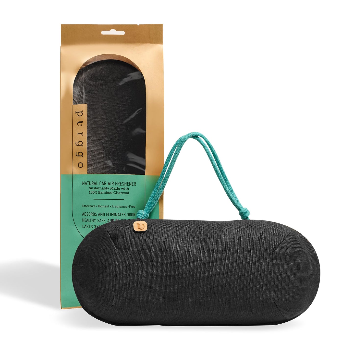 PURGGO Car Air Freshener - Lasts 365+ Days No Chemicals 100% Activated Bamboo Charcoal Fragrance-Free Deodorizer, Natural Auto Odor Eliminator, Purifier, Neutralizer, Absorb Smoke Smell