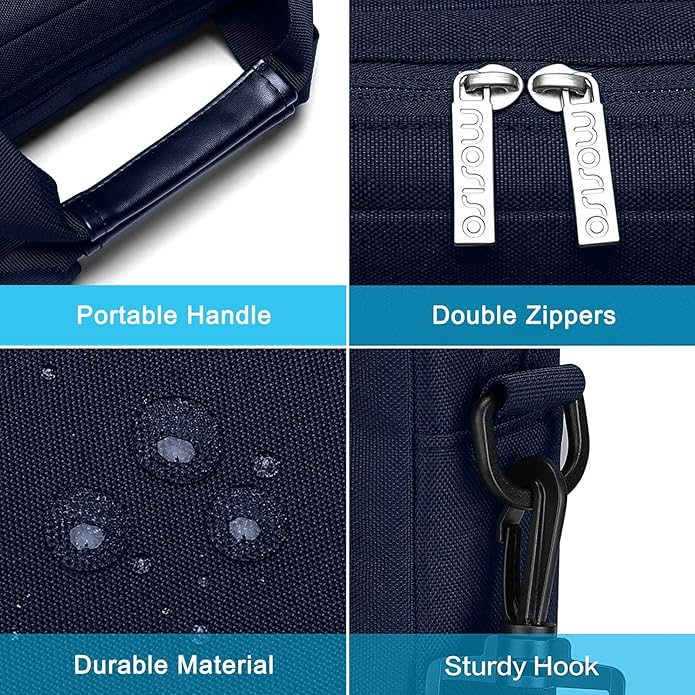 MOSISO Laptop Shoulder Bag, Computer Bag with 2 Raised&1 Flapover&1 Horizontal Pocket&Handle&Belt